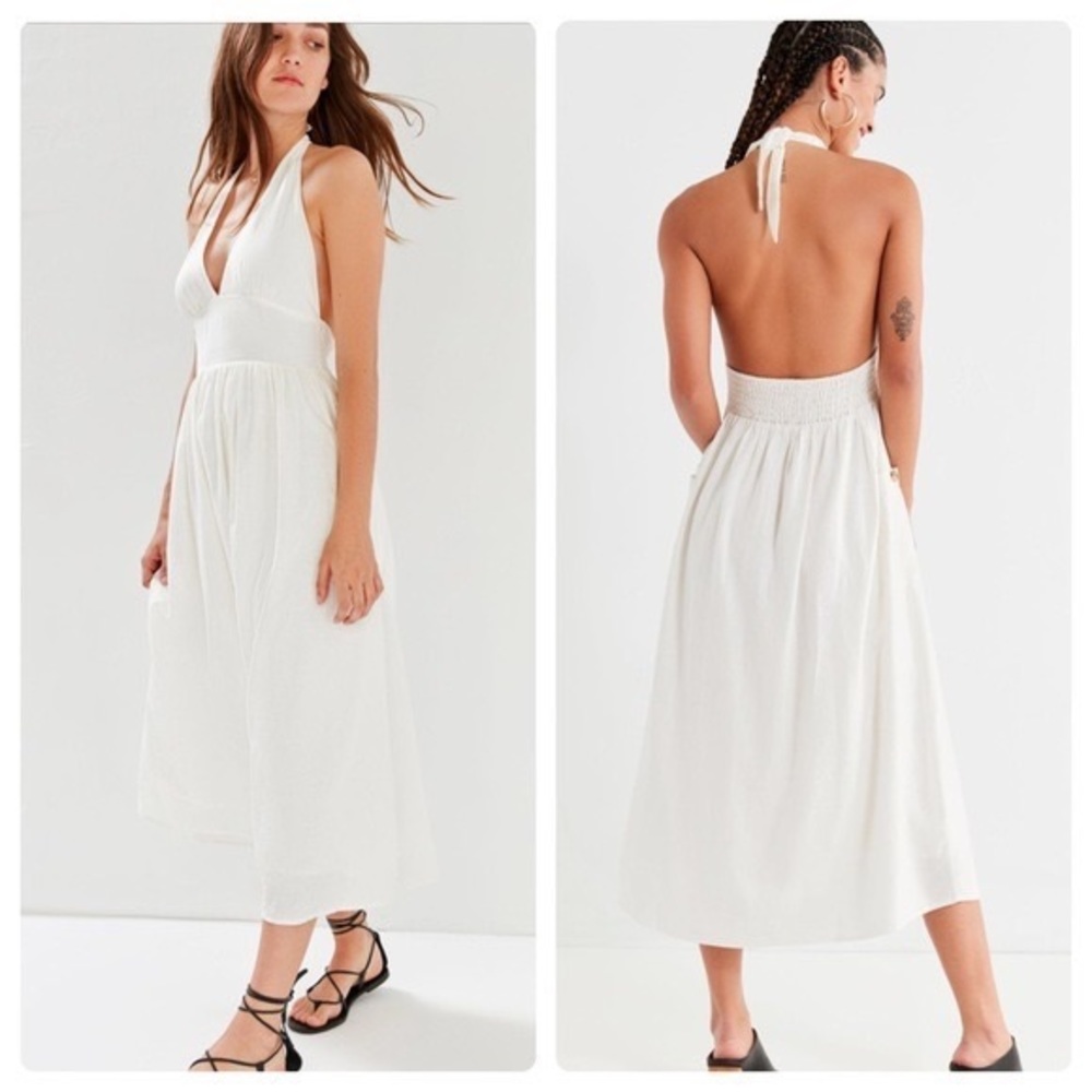 Urban Outfitters Linen Halter Midi Dress